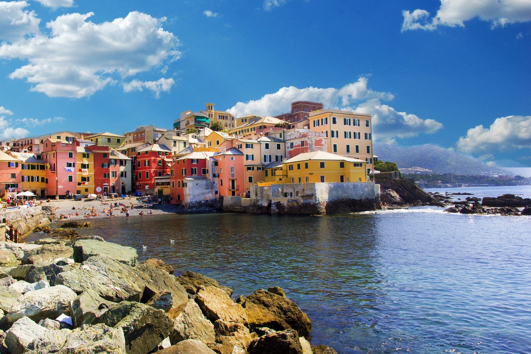 Boccadasse beach in Genoa, Liguria