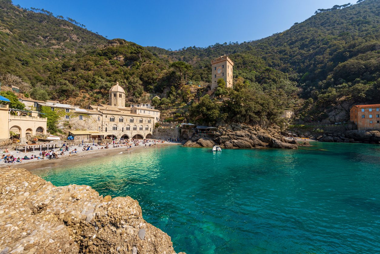 San Fruttuoso cove and abbey near Camogli, Liguria