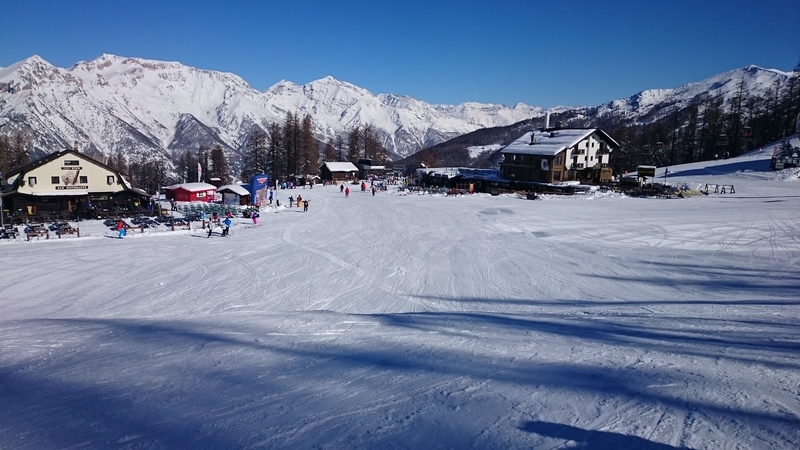 Snow-covered slopes above Sauze d'Oulx in the Piedmont Alps